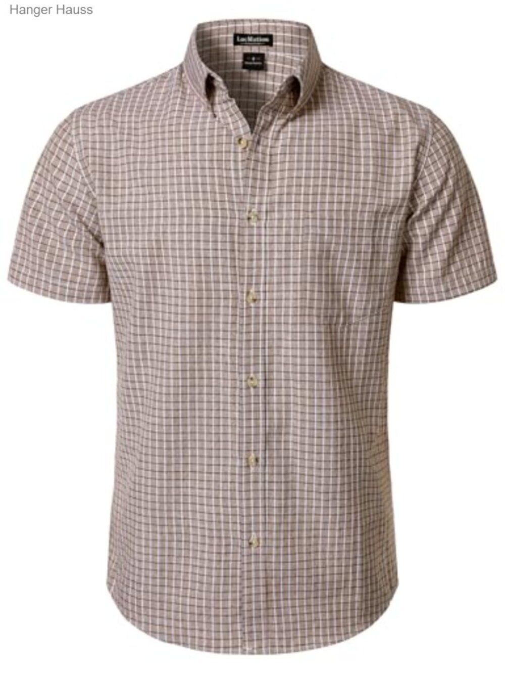 Men's Business Casual Plaid Short Sleeve Button Down Shirt Cotton Blend